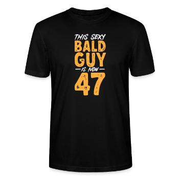 Bald Head Baldness Beard Bald Head - Stanley/Stella CRAFTER Unisex Organic T-Shirt - black - Front - Alina (178cm) & Michal (187cm)