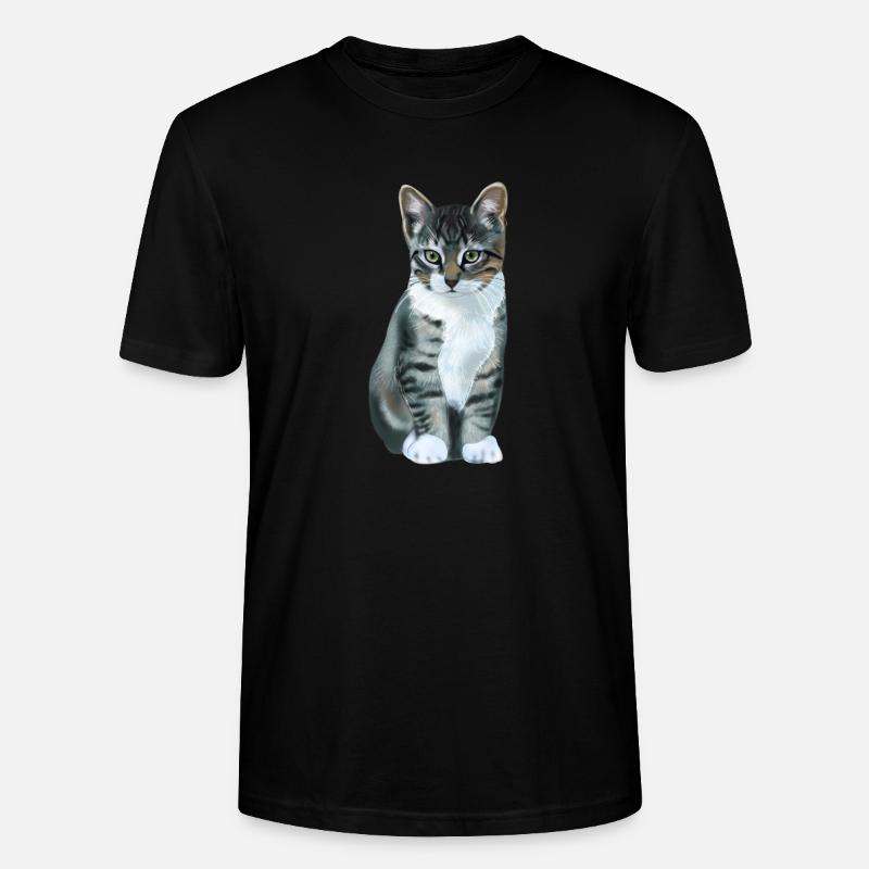 graue Katze - Stanley/Stella Unisex Bio-T-Shirt CRAFTER - Schwarz