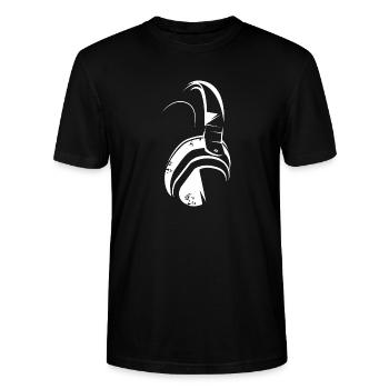 kopfhörer headphones ear symbol illustration icon - Stanley/Stella Unisex Bio-T-Shirt CRAFTER - Schwarz - Vorne - Alina (178cm) & Michal (187cm)