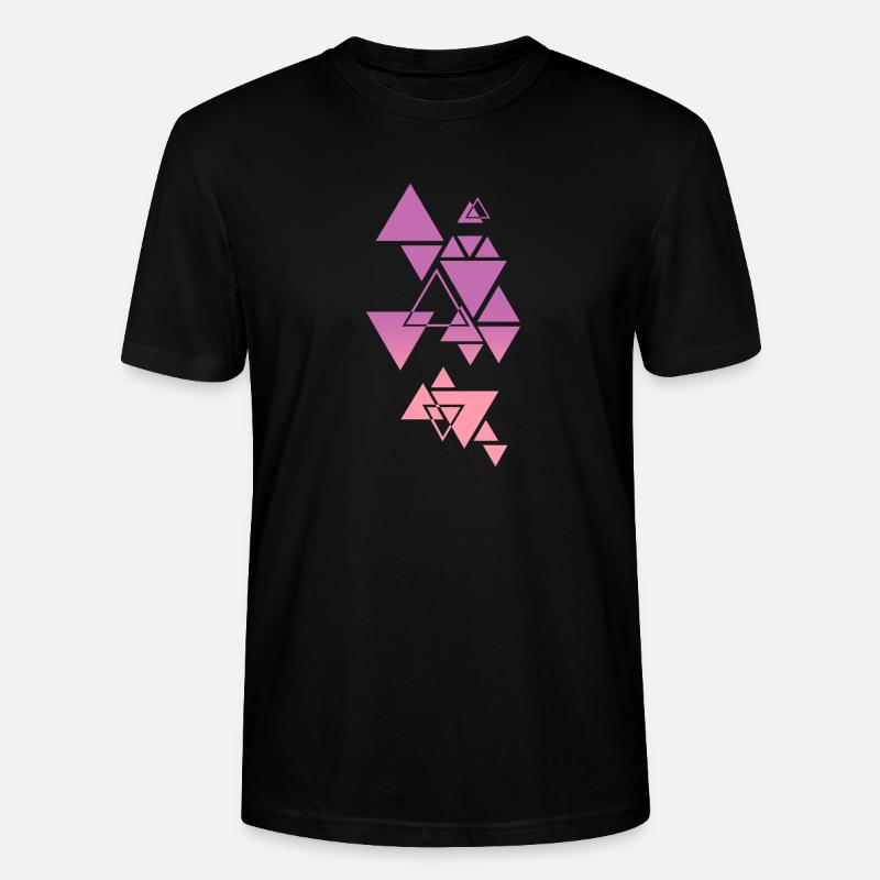 Gradient Triangle Pattern Pink - Stanley/Stella CRAFTER Unisex Organic T-Shirt - black
