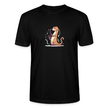Saxophon Otter - Stanley/Stella Unisex Bio-T-Shirt CRAFTER - Schwarz - Vorne - Alina (178cm) & Michal (187cm)