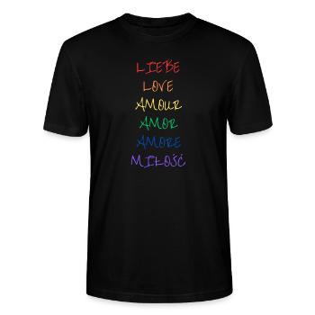LOVE is everything - Stanley/Stella CRAFTER Unisex Organic T-Shirt - black - Front - Alina (178cm) & Michal (187cm)