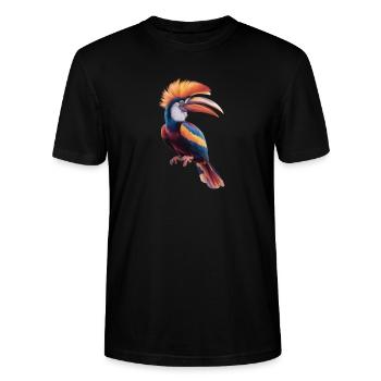 Lebendiges Spektrum-Finch - Stanley/Stella Unisex Bio-T-Shirt CRAFTER - Schwarz - Vorne - Alina (178cm) & Michal (187cm)