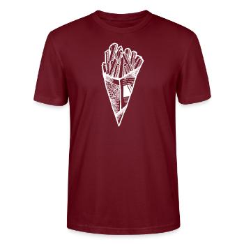French Fries - Food - Stanley/Stella CRAFTER Unisex Organic T-Shirt - burgundy - Front - Alina (178cm) & Michal (187cm)