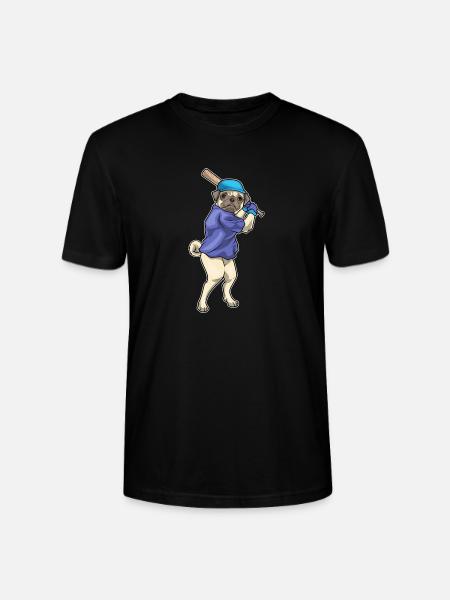Pug Baseball Baseball Bat - Stanley/Stella CRAFTER Unisex Organic T-Shirt - black