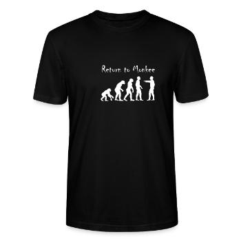 Evolution Design Return to Monkey - Stanley/Stella CRAFTER Unisex Organic T-Shirt - black - Front - Alina (178cm) & Michal (187cm)