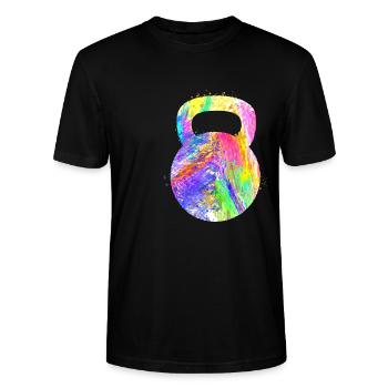 Kettlebell Workout Fitness Training - Stanley/Stella Unisex Bio-T-Shirt CRAFTER - Schwarz - Vorne - Alina (178cm) & Michal (187cm)