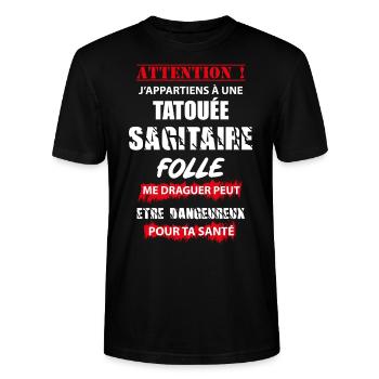 t shirt j appartiens a une femme - T-shirt bio CRAFTER Stanley Stella Unisexe - noir - Devant - Alina (178cm) & Michal (187cm)