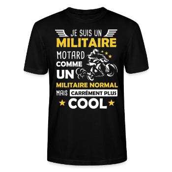 Militaire motard armée moto cadeau drôle - T-shirt bio CRAFTER Stanley Stella Unisexe - noir - Devant - Alina (178cm) & Michal (187cm)