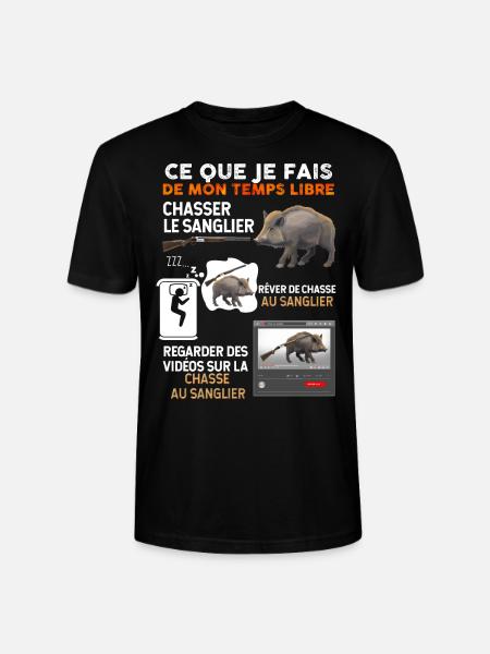 Chasse sanglier, gros gibier idée cadeau chasseur - T-shirt bio CRAFTER Stanley Stella Unisexe - noir