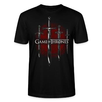 Game Of Thrones Épées Des Maisons - T-shirt bio CRAFTER Stanley Stella Unisexe - noir - Devant - Alina (178cm) & Michal (187cm)