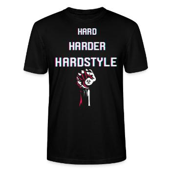 Hard Harder Hardstyle | Leger van Hardstyle - Stanley/Stella Uniseks bio-T-shirt CRAFTER - zwart - Voor - Alina (178cm) & Michal (187cm)