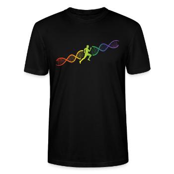 DNA Helix Rainbow Genetics Jogging Colorful - Stanley/Stella CRAFTER Unisex Organic T-Shirt - black - Front - Alina (178cm) & Michal (187cm)