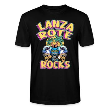 Lanzarote Sommer Sonne Strand Palmen Totenkopf - Stanley/Stella Unisex Bio-T-Shirt CRAFTER - Schwarz - Vorne - Alina (178cm) & Michal (187cm)