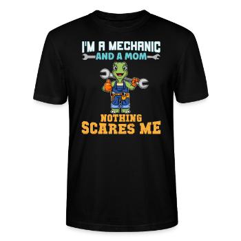 I'm A Mechanic And A Mom Nothing Scares Me - Stanley/Stella Unisex Bio-T-Shirt CRAFTER - Schwarz - Vorne - Alina (178cm) & Michal (187cm)