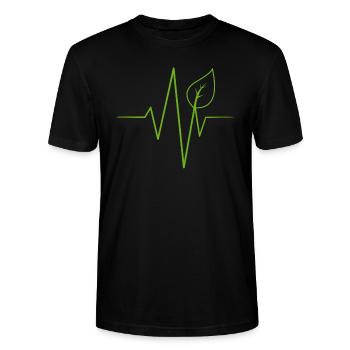 Nachhaltiger Herzschlag - Stanley/Stella Unisex Bio-T-Shirt CRAFTER - Schwarz - Vorne - Alina (178cm) & Michal (187cm)