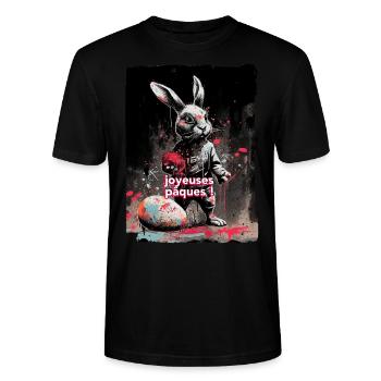 joyeuses pâques - easter the bunny - t shirt papa - T-shirt bio CRAFTER Stanley Stella Unisexe - noir - Devant - Alina (178cm) & Michal (187cm)