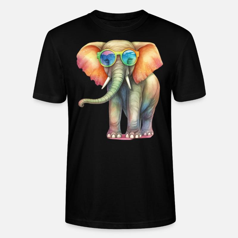 Bunter cooler Elefant mit Sonnenbrille - Stanley/Stella Unisex Bio-T-Shirt CRAFTER - Schwarz