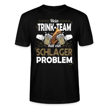 Mein Trink-Team hat ein Schlager Problem - Stanley/Stella Unisex Bio-T-Shirt CRAFTER - Schwarz - Vorne - Alina (178cm) & Michal (187cm)