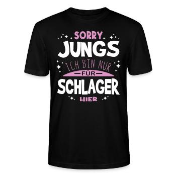 Sorry Jungs Ich bin nur für Schlager hier - Stanley/Stella Unisex Bio-T-Shirt CRAFTER - Schwarz - Vorne - Alina (178cm) & Michal (187cm)