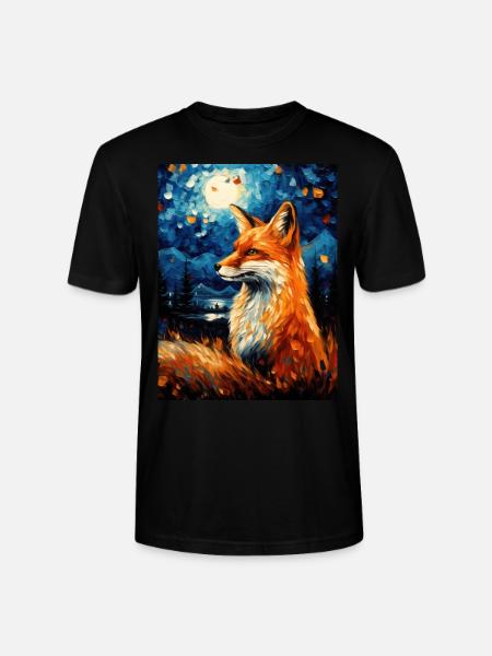 Fox Van Gogh Style - T-shirt bio CRAFTER Stanley Stella Unisexe - noir