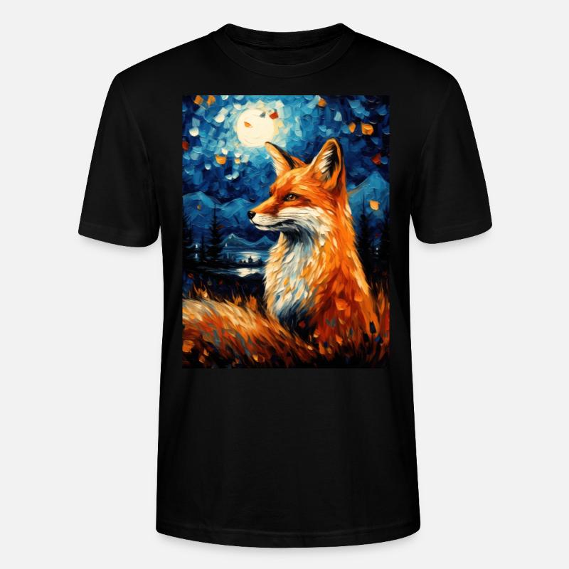 Fuchs Van Gogh Style - Stanley/Stella Unisex Bio-T-Shirt CRAFTER - Schwarz