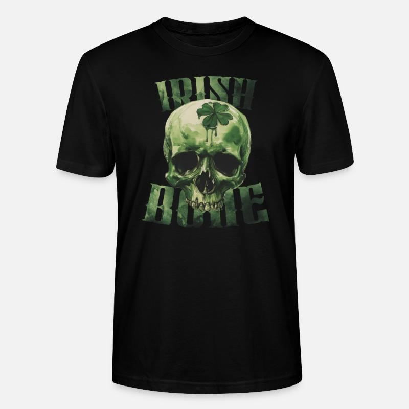 Os irlandais crâne vert Saint-Patrick - T-shirt bio CRAFTER Stanley Stella Unisexe - noir