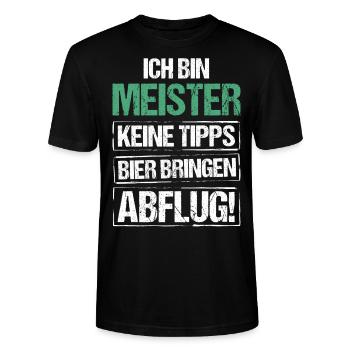 Ich bin Meister - Bier bringen und Abflug - Stanley/Stella Unisex Bio-T-Shirt CRAFTER - Schwarz - Vorne - Alina (178cm) & Michal (187cm)