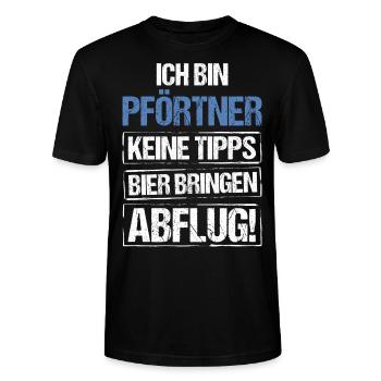 I'm a doorman - bring beer and take off - Stanley/Stella CRAFTER Unisex Organic T-Shirt - black - Front - Alina (178cm) & Michal (187cm)