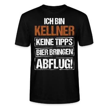 Ich bin Kellner - Bier bringen und Abflug - Stanley/Stella Unisex Bio-T-Shirt CRAFTER - Schwarz - Vorne - Alina (178cm) & Michal (187cm)