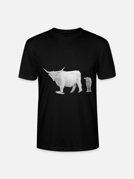 Skotska Highland cattle med kalvkött - Ekologisk T-shirt CRAFTER unisex från Stanley/Stella - svart