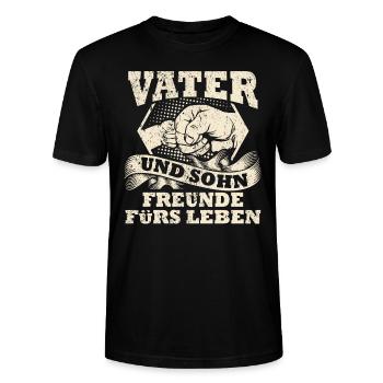 Vater und Sohn - Stanley/Stella Unisex Bio-T-Shirt CRAFTER - Schwarz - Vorne - Alina (178cm) & Michal (187cm)