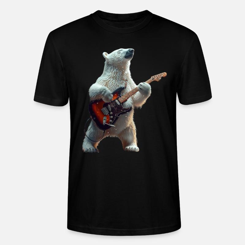 Ours blanc - T-shirt bio CRAFTER Stanley Stella Unisexe - noir
