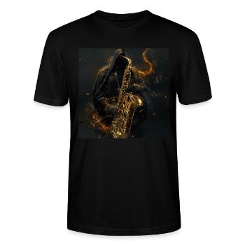 Saxophon - Stanley/Stella Unisex Bio-T-Shirt CRAFTER - Schwarz - Vorne - Alina (178cm) & Michal (187cm)