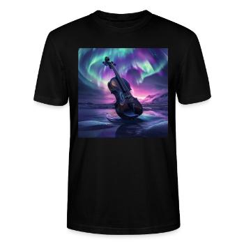Violine - Stanley/Stella Unisex Bio-T-Shirt CRAFTER - Schwarz - Vorne - Alina (178cm) & Michal (187cm)