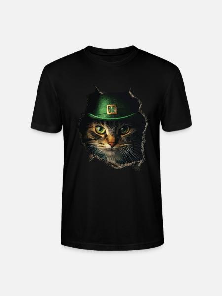 St. Patrick Katze - Stanley/Stella Unisex Bio-T-Shirt CRAFTER - Schwarz