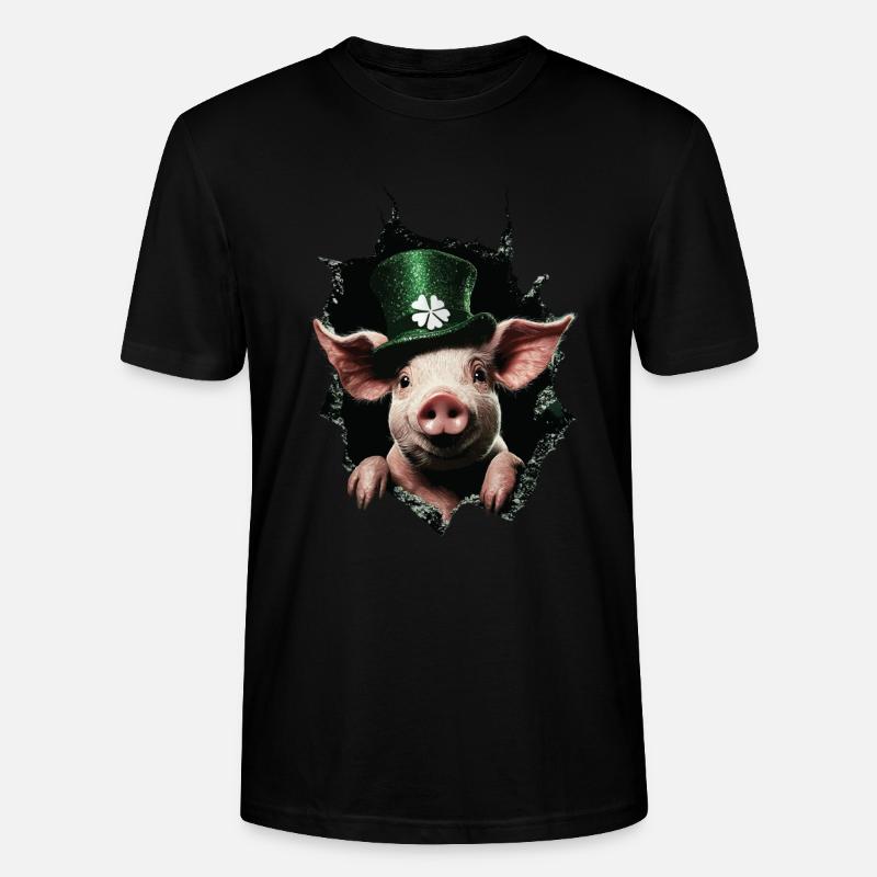 St. Patrick's Day Schwein - Stanley/Stella Unisex Bio-T-Shirt CRAFTER - Schwarz