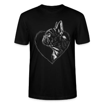 Französische Bulldogge - Stanley/Stella Unisex Bio-T-Shirt CRAFTER - Schwarz - Vorne - Alina (178cm) & Michal (187cm)