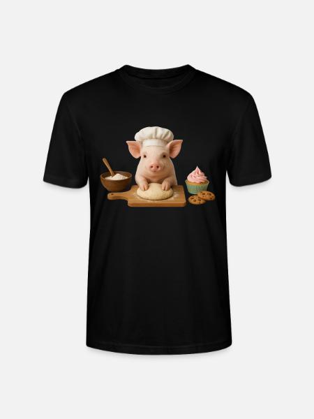 Pig Baking Cake Bread - Stanley/Stella CRAFTER Unisex Organic T-Shirt - black