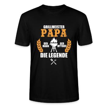 Papa der Grillmeister - Stanley/Stella Unisex Bio-T-Shirt CRAFTER - Schwarz - Vorne - Alina (178cm) & Michal (187cm)
