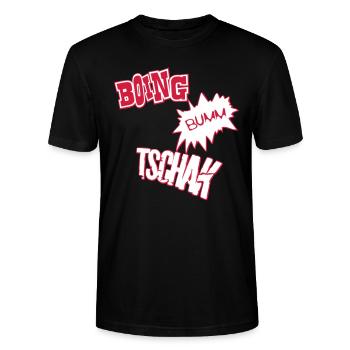 Boing Bum Tschak - Stanley/Stella Unisex Bio-T-Shirt CRAFTER - Schwarz - Vorne - Alina (178cm) & Michal (187cm)