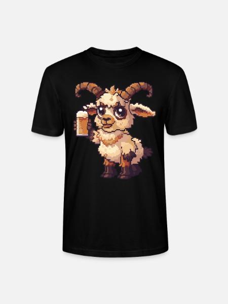 Bergziege Pixel Bier - Stanley/Stella Unisex Bio-T-Shirt CRAFTER - Schwarz