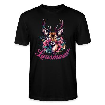 Trachtenshirt Damen Dirndl Ersatz Volksfest - Stanley/Stella Unisex Bio-T-Shirt CRAFTER - Schwarz - Vorne - Alina (178cm) & Michal (187cm)