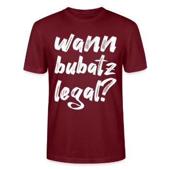 wann bubatz legal, weiß - Stanley/Stella Unisex Bio-T-Shirt CRAFTER - Burgunderrot - Vorne - Alina (178cm) & Michal (187cm)