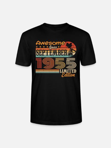 September 1955 - Birthday 1955 September - Stanley/Stella CRAFTER Unisex Organic T-Shirt - black