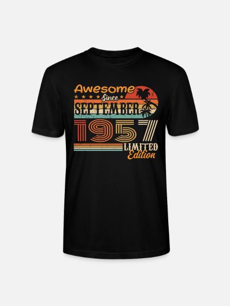 September 1957 - Birthday 1957 September - Stanley/Stella CRAFTER Unisex Organic T-Shirt - black