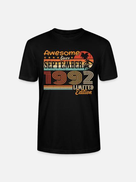 September 1992 - Birthday 1992 September - Stanley/Stella CRAFTER Unisex Organic T-Shirt - black