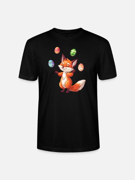 Easter Red Fox Juggling Eggs - Stanley/Stella CRAFTER Unisex Organic T-Shirt - black