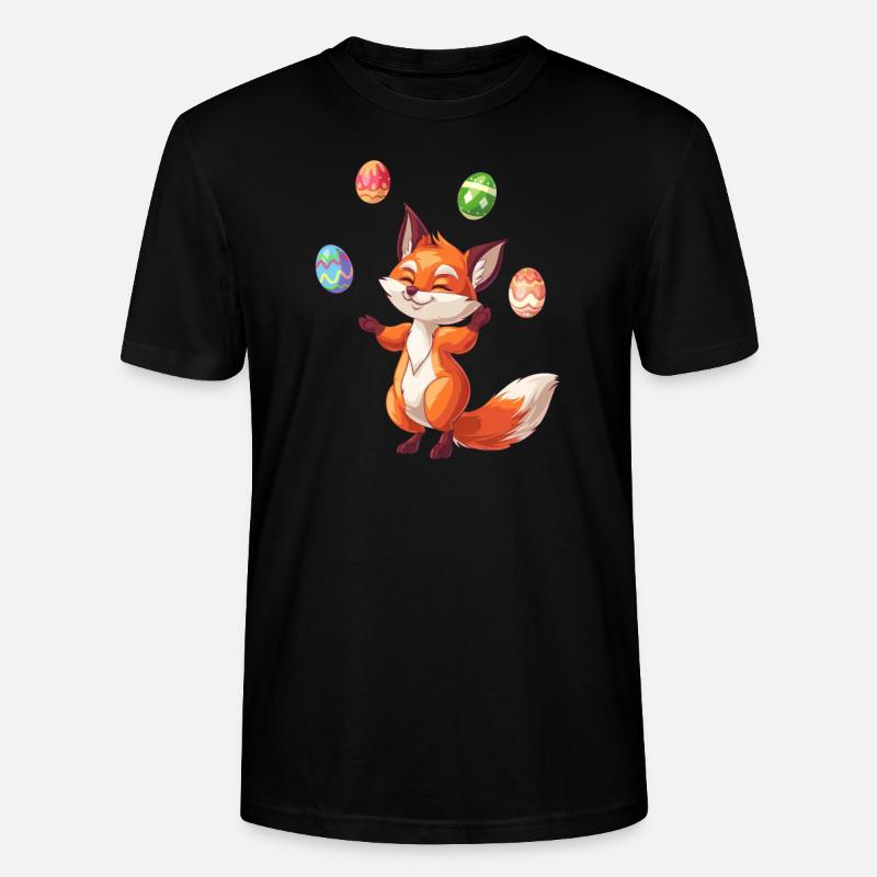 Easter Red Fox Juggling Eggs - Stanley/Stella CRAFTER Unisex Organic T-Shirt - black