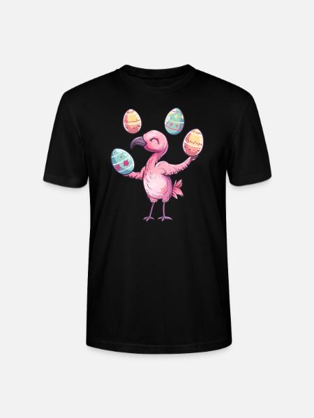 Flamingo Easter Eggs Juggling Festive - Stanley/Stella CRAFTER Unisex Organic T-Shirt - black